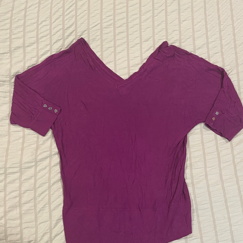 White House Black Market Plum Short Sleeve Top